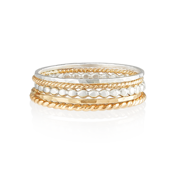 Mixed Ring Stack-Gold-Phyllis + Rosie